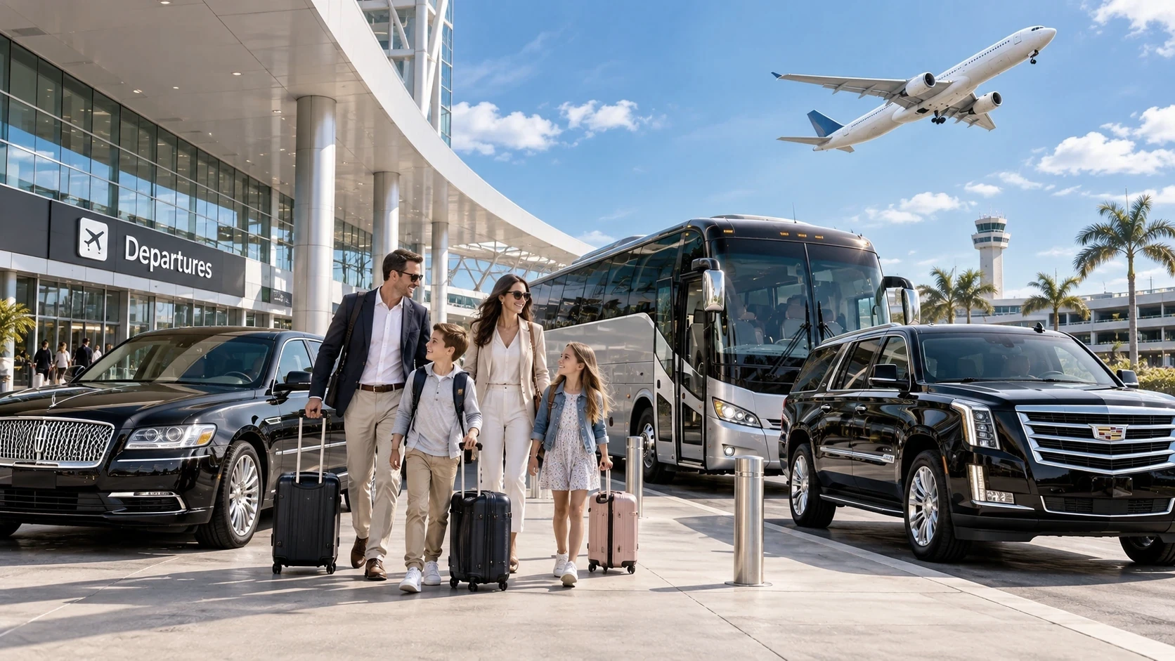 Group charter transportation at a Philadelphia area airport